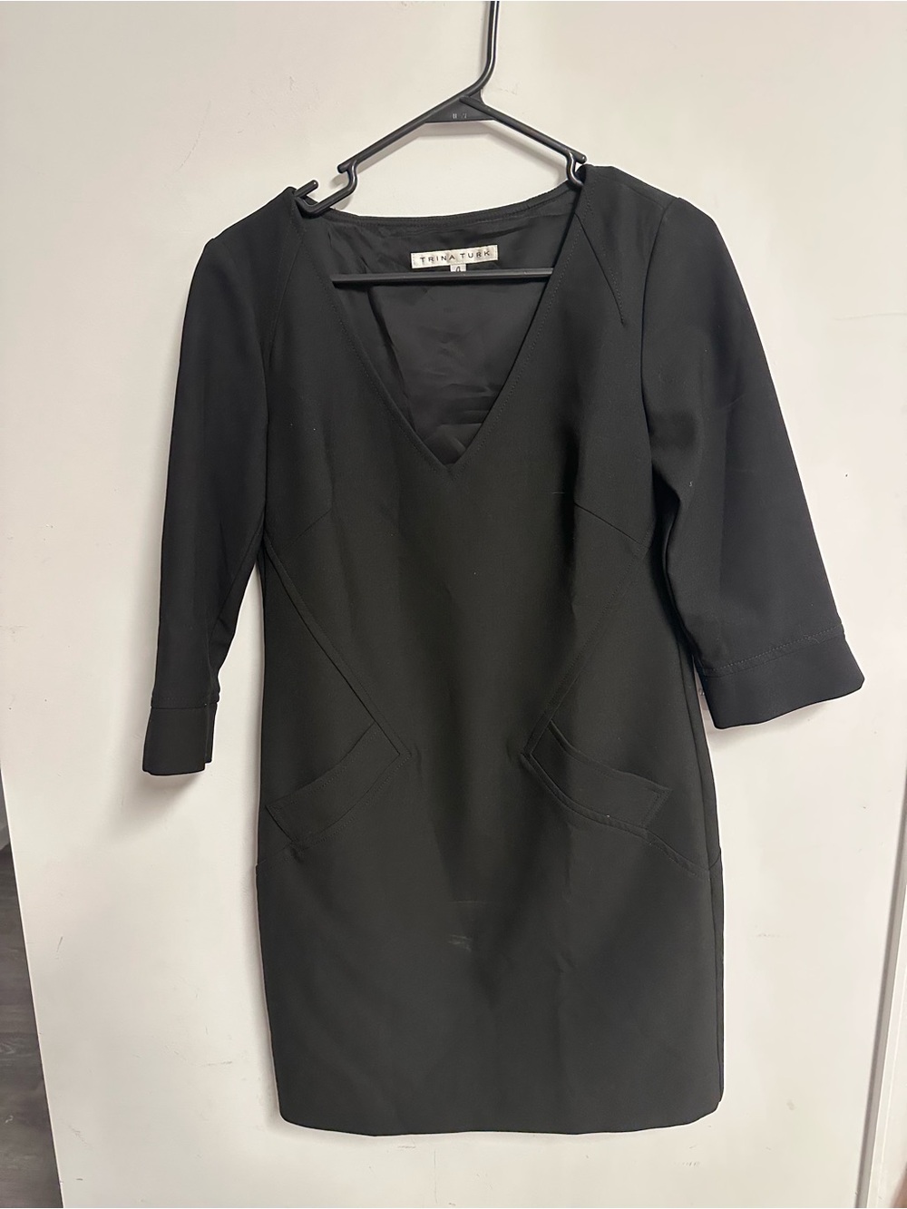 Trina Turk Black V-Neck Sheath Mini Dress - Picture 6 of 7